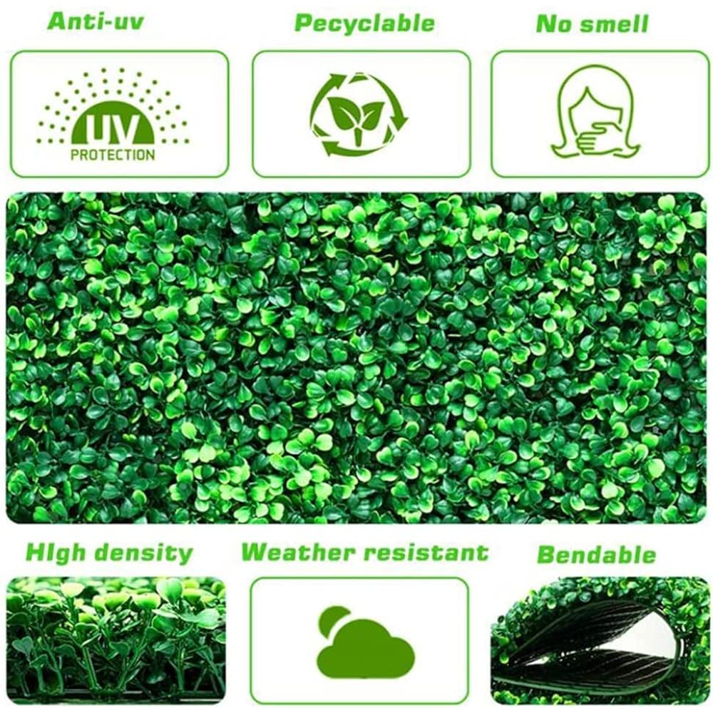 sumunior Wall Fake Green Artificial Plant Mat 12 Pieces 60X40cm/Sheet Fake Green Wall Greening Wall Hanging Artificial Wall Lawn Realistic Plant Wall Decor Indoor/Outdoor Use Mat Privacy Fence Home Decoration Green Screen Lawn Mat