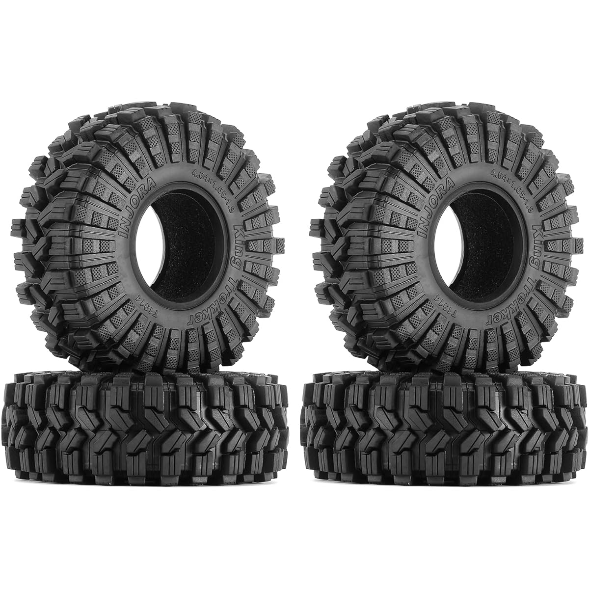 INJORA 1.9 Tire All Terrain King Trekker Wheel Tires for FCX10 TRX4 SCX10 Pro Gen8 VS4-10 1/10 RC Crawler Car 118*42mm (T1914)