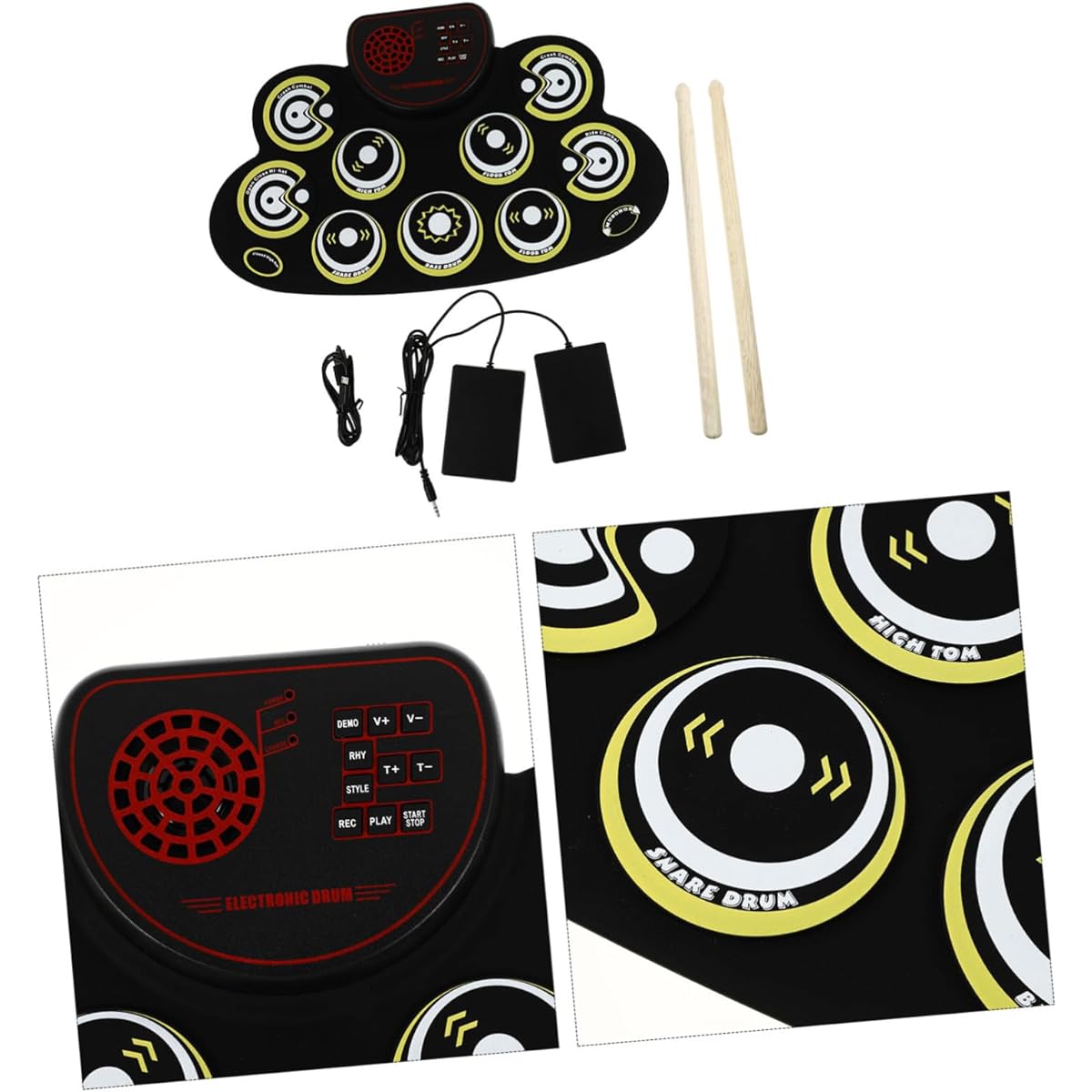 VINTORKY 1 Set Hand Wind Electronic Drum Musical Drum Toy Kids Drum Simple Drum Delicate Percussion Pedal Musical Instrument Drum Practice PVC
