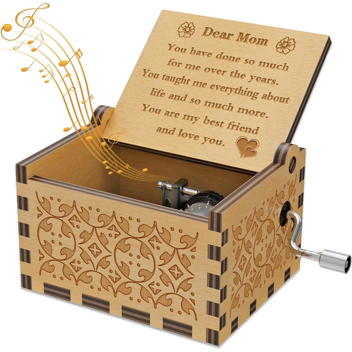 for mom You are My Sunshine Music Box You Have Done so Much Wood Engraved Hand Crank Mini Cute Music Valentine Romantic Gift for Women Valentine's Day/Mother's Day/Christmas