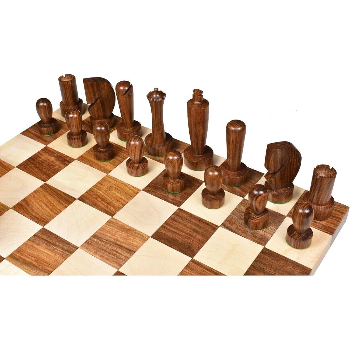 RoyalChessMall-3.9" Minimalist Berliner Combo Chess Set with Chess Pieces and Board, Golden Rosewood