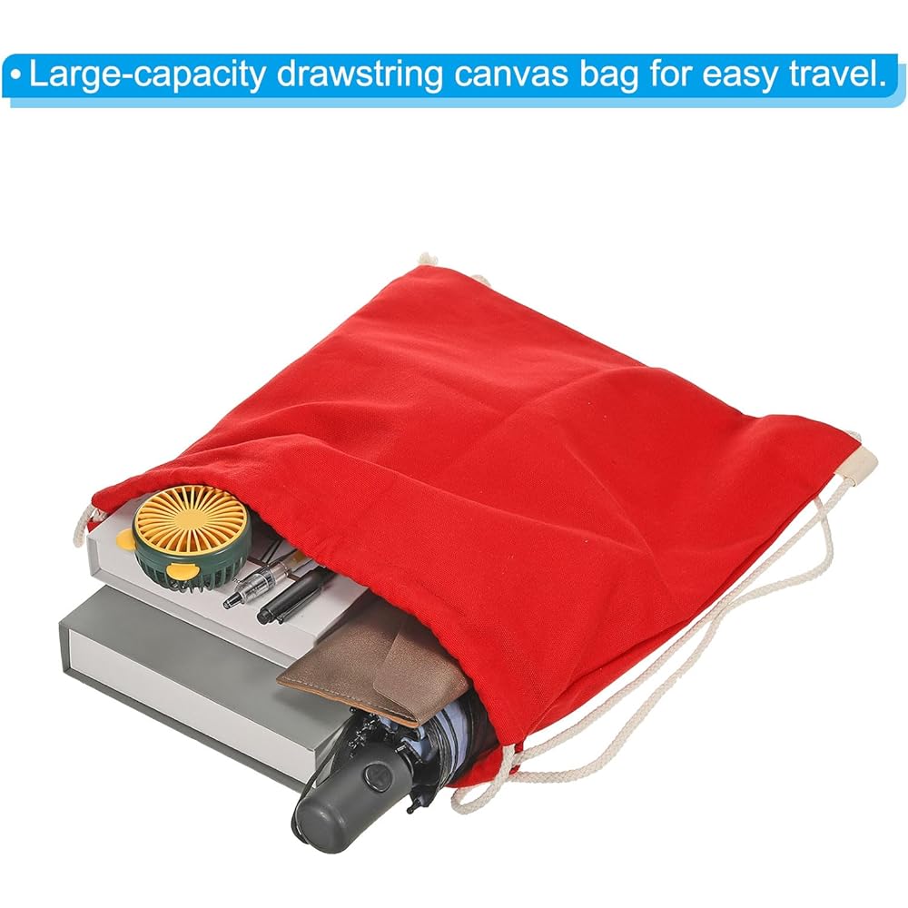 PATIKIL Cotton Drawstring Bags Set of 2 Cotton Drawstring Backpacks for Women Men Gym Sports Travel Red Dark Green