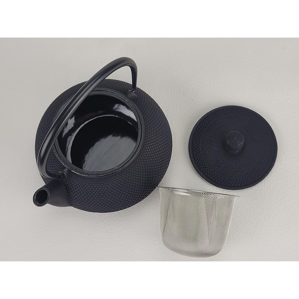 Iwachu Teapot 5 Type Arale Black 0.65L Enameled Inside and Lid Back Nanbu Ironware 12302