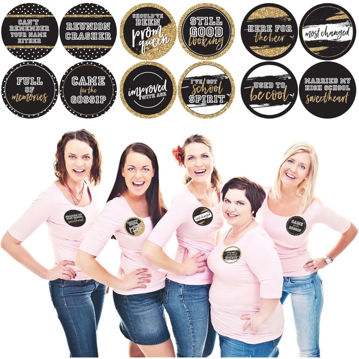 Big Dot of Happiness Reunited - School Reunion Party Funny Name Tags - Set of 12 Party Badge Stickers