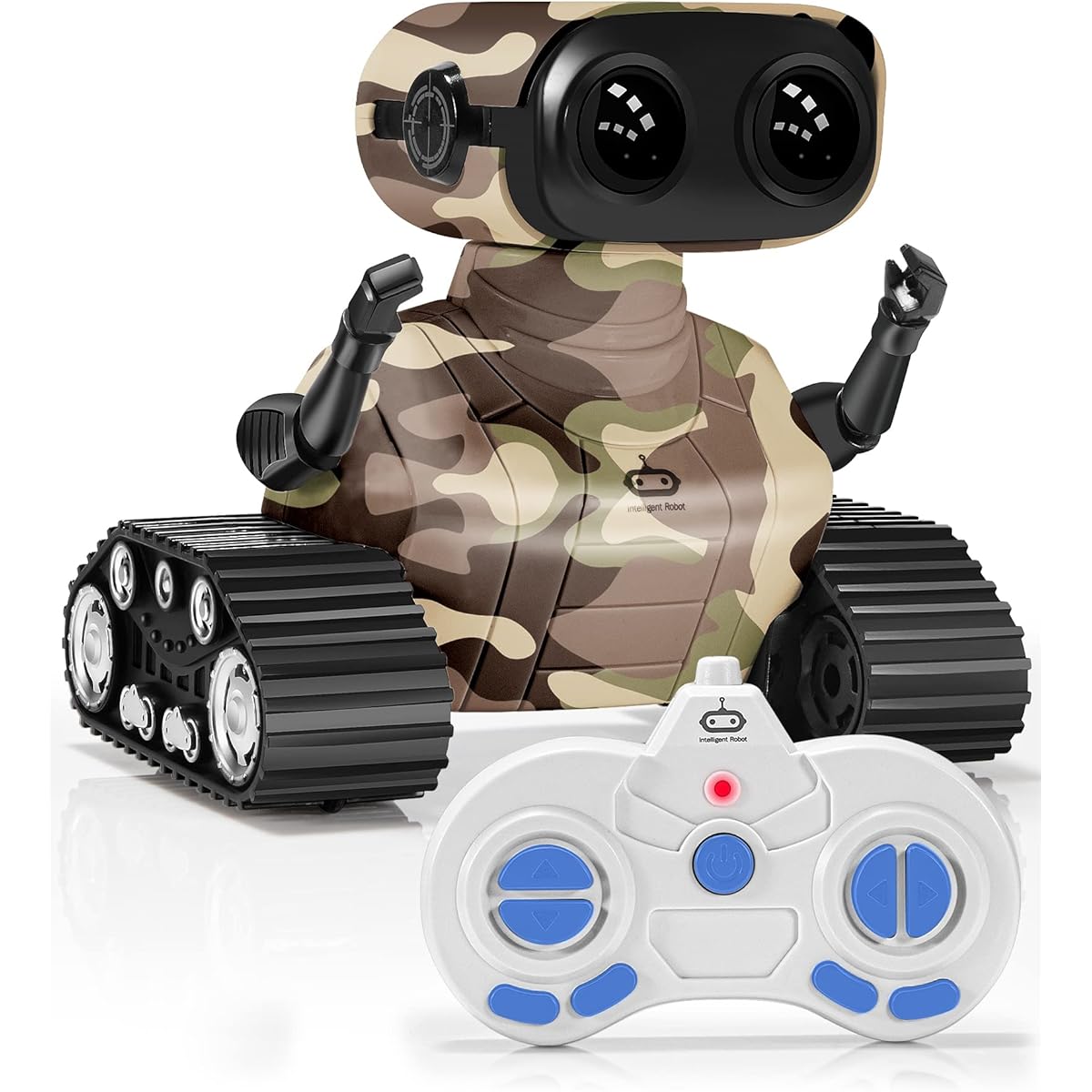 WeWi HLTH Robot Toy Rechargeable RC Robot for Boys RC Robot Toys for Kids with Music and LED Eyes Ages 3+ Boys/Girls Toys (Camo Yellow)
