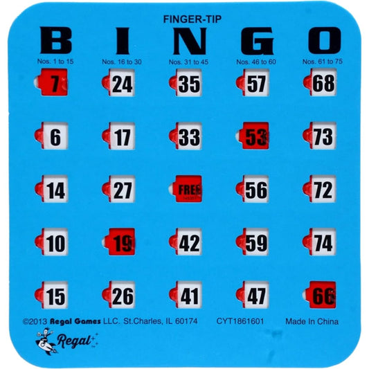 Regal Games Blue Fingertip Shutter Slide Bingo Cards