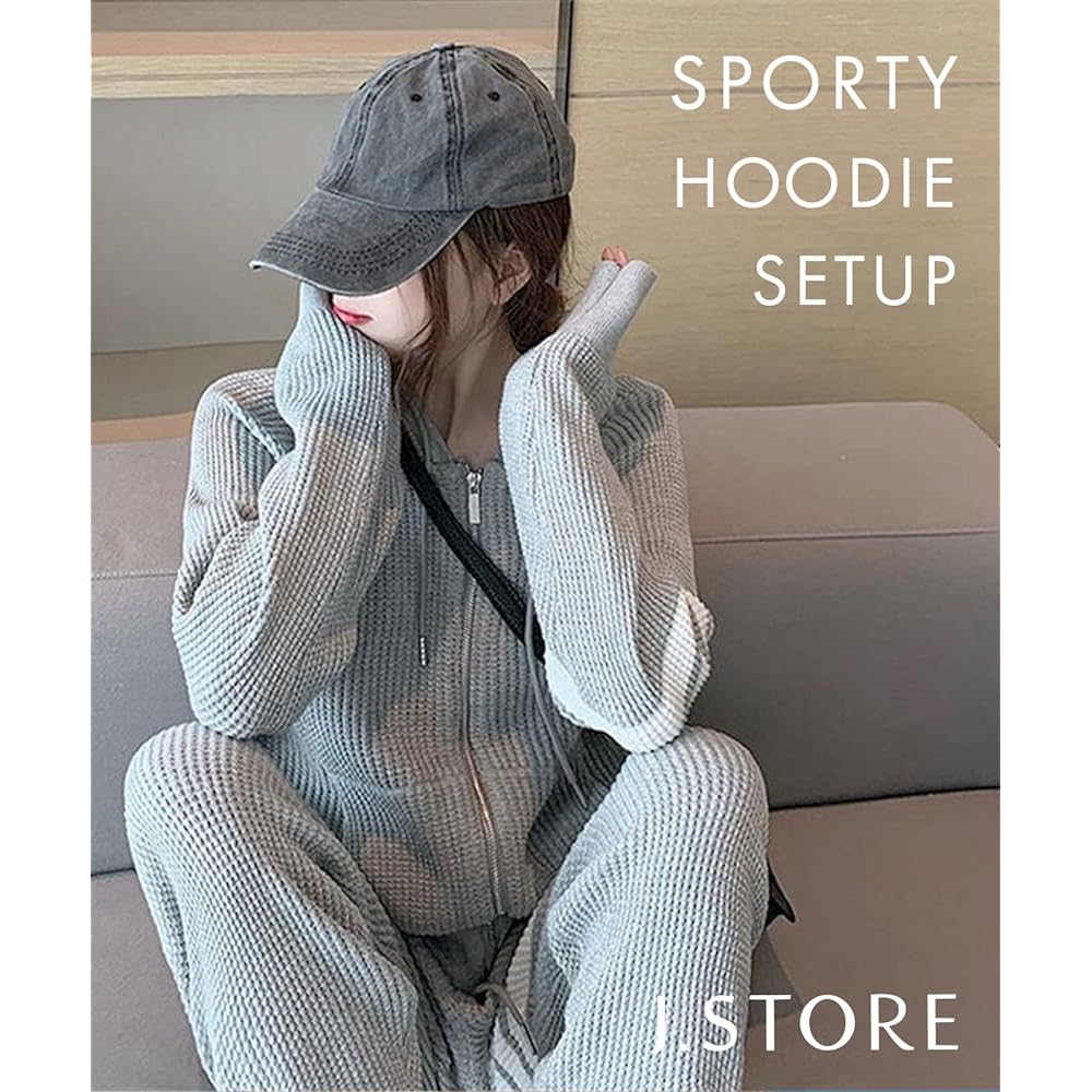 [J.STORE] Setup Women's 2 Piece Set Sweatshirt Hoodie Pants Jersey Top and Bottom Set