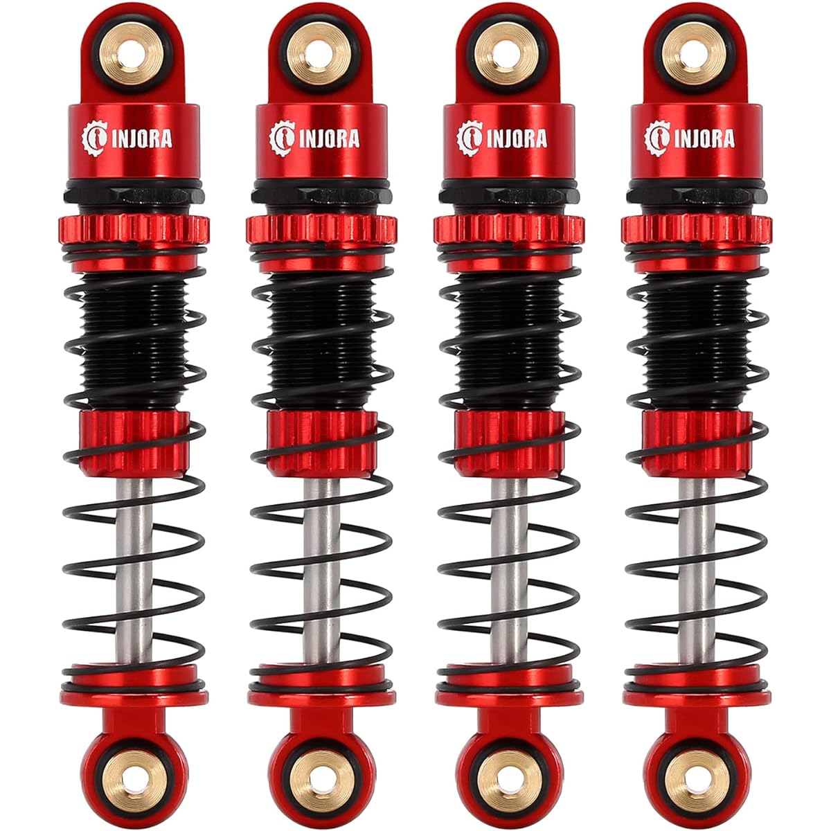 INJORA 39mm Shocks - Aluminum Threaded Shock Absorbers Oil Damper for SCX24 Gladiator C10 JLU Deadbolt B17 Axial 1/24 RC Crawler Car Upgrade Parts (Red & Black)