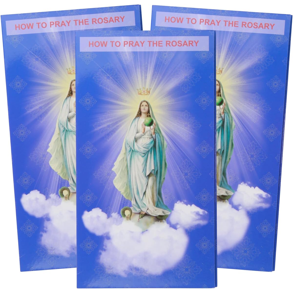 Needzo How to Pray the Rosary Tri-Fold Pocket Cards Catholic Prayer Instruction Brochure Apostles' Creed Our Father Hail Mary/Queen of Glory 3 x 5 Inches 3 Pack