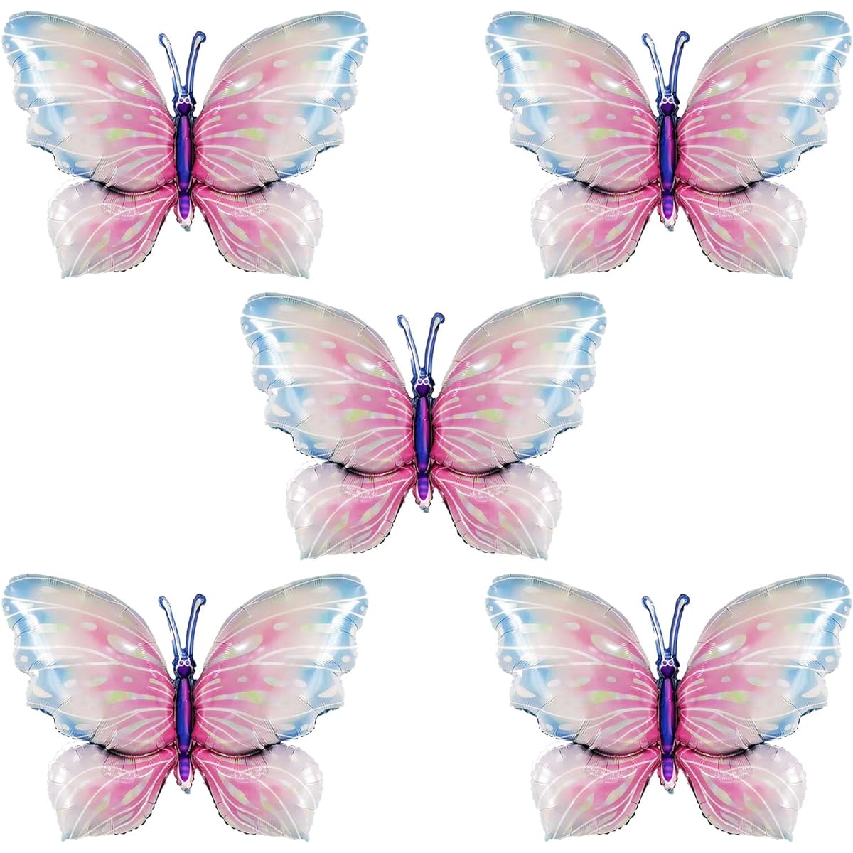Butterfly Foil Balloons, 5pcs Color Butterfly Foil Mylar Balloons Fairy Butterfly Theme Birthday Baby Shower Party Decorations