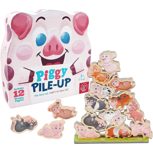 ROO GAMES Piggy Pile Up - Fast-paced stacking and balancing game - For ages 3 and up - Get all the pigs on the pile to win