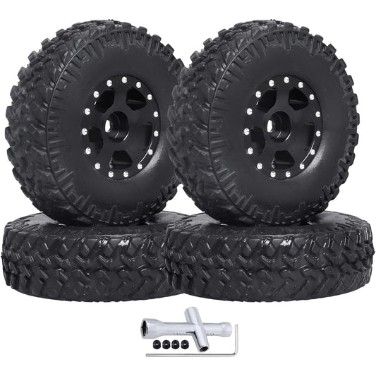 AllinRC 1.0 Beadlock Wheels and Tires 1/24 Axial SCX24 Gladiator Deadbolt for Bronco C10 JLU CRC B-17 Betty Chevy AX24 Upgrade