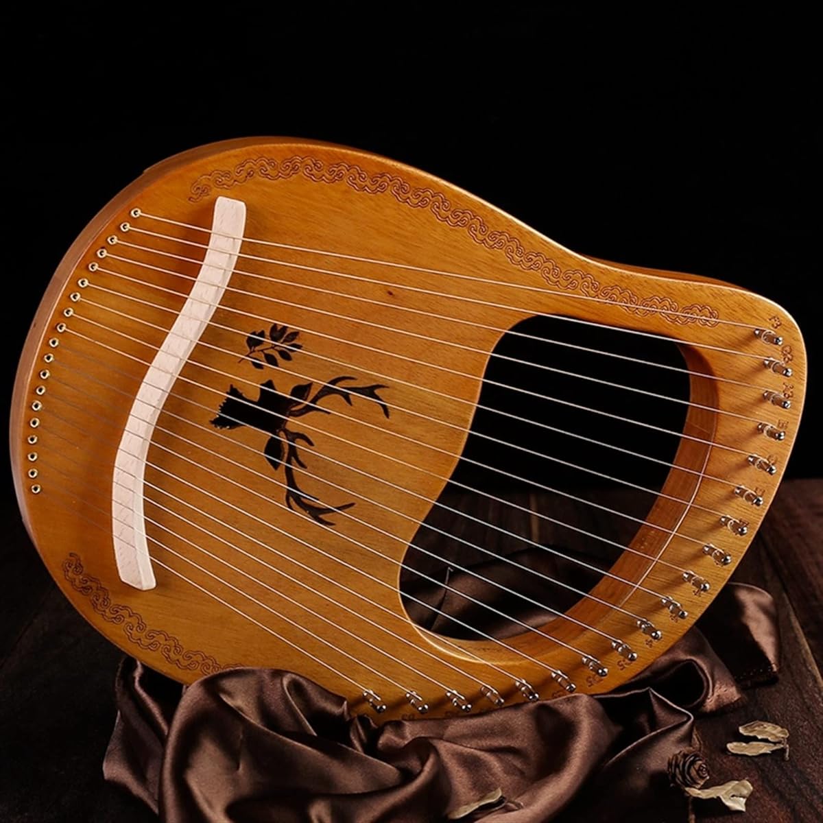 WowZza Harp 19 String Wooden Lyre Harp Musical Instrument Stringed Instrument with Tuning Wrench and Strings