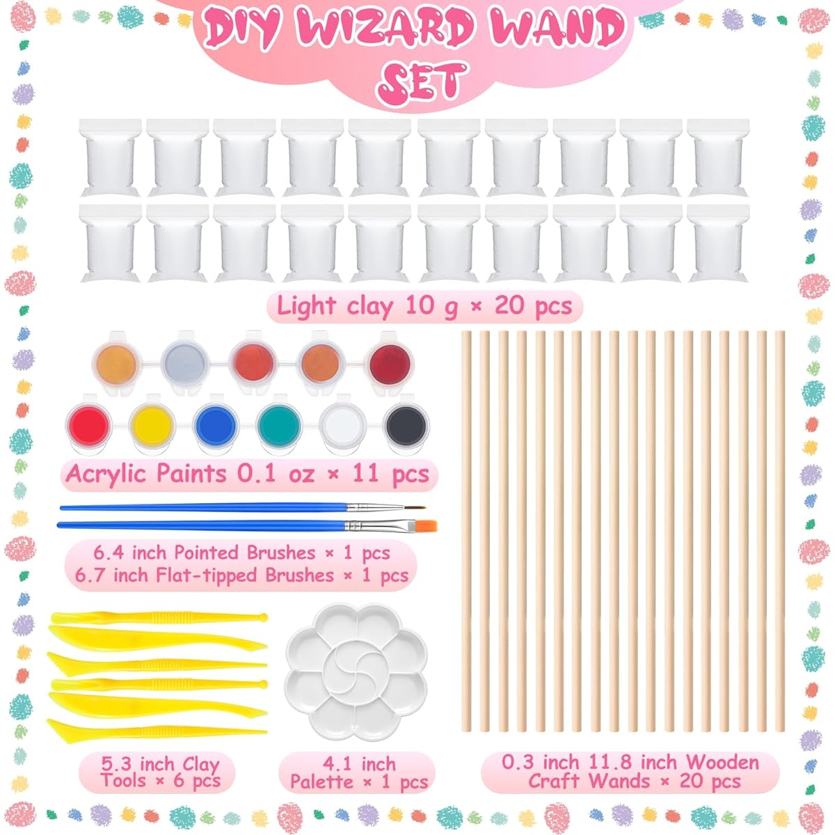 Engrowtic Magic Wizard Wand Making Kit Wands DIY Craft Painting Set for Students Kids School Party Gifts Make Wizard Wand for Cosplay Masquerade
