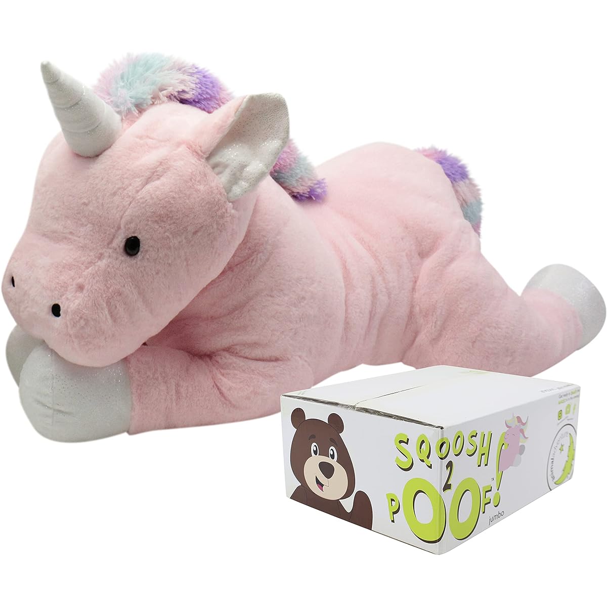 Animal Adventure | Sqoosh2Poof Giant Huggable Ultra Soft Plush Interactive Surprise 44" Unicorn