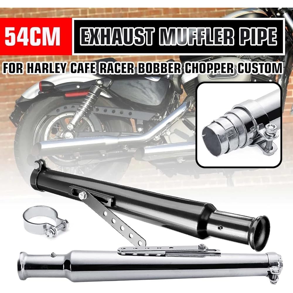 Slip-on Muffler Motorcycle American Trumpet Lunessa Estrella 45mm W400 W650 W800 BOLT XL883 GN125 General Purpose External Product (Silver)