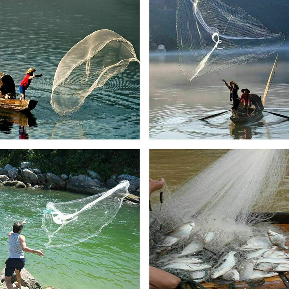 xuuyuu Fishing Gear, Nylon Fishing Net, Casting Net, Casting Net Fishing, Hand Casting Net, Fishing Accessories, Fishing Enthusiasts, Suitable for Rivers, Lakes, Seas, Ponds, etc. Fishing Tools (3.6m)