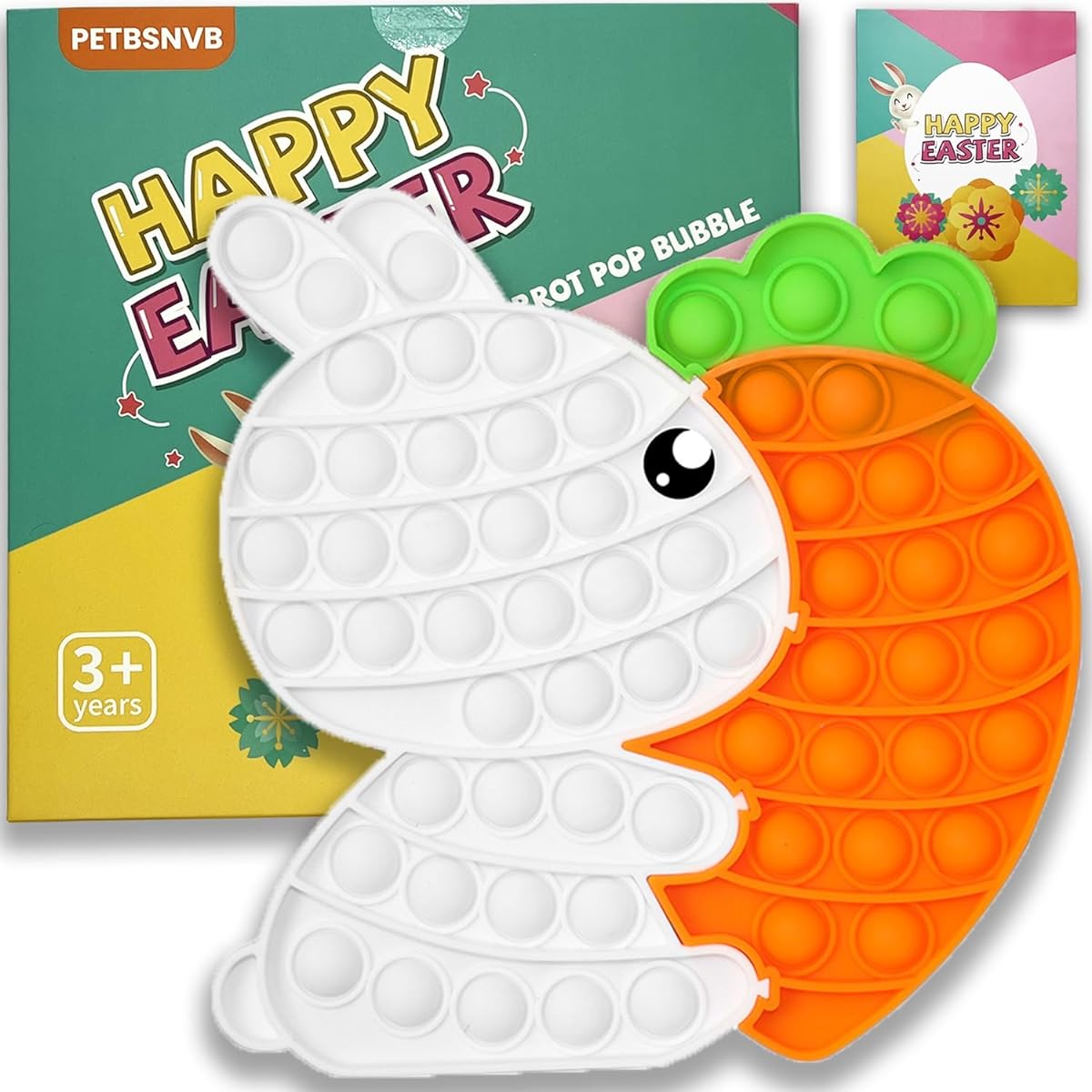 PETBSNVB Bunny Carrot Pop Bubble Fidget Sensory Toy Puzzle Popper Toy Pack for Kids Boys Girls 3 4 5 6 7 8 9th Birthday Party Christmas