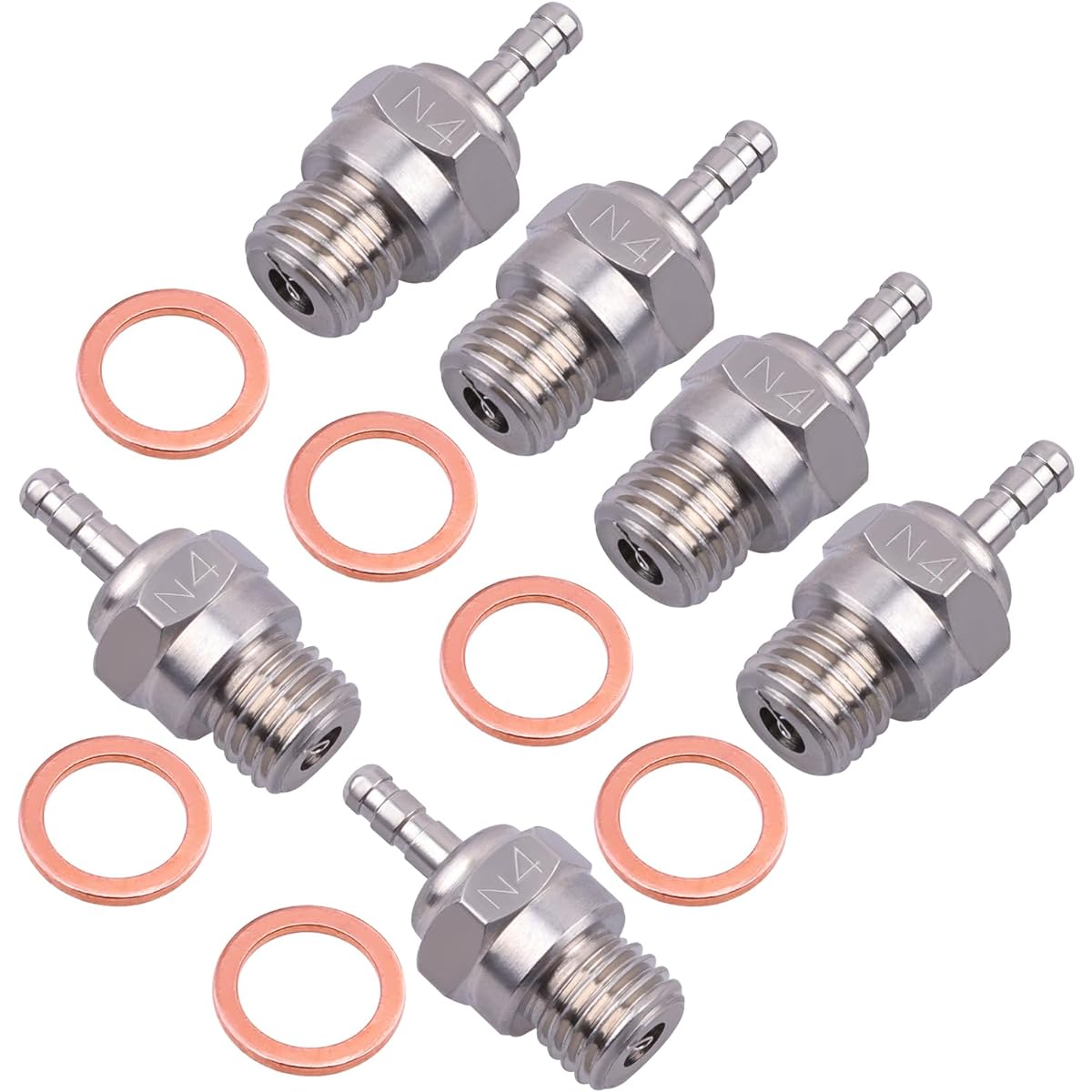 CrazyHobby N4#4 NO.4 Glow Plug 70117 Medium Hot Spark Nitro Engine Parts Traxxas HPI HSP Kyosho Redcat 1/8 1/10 RC Car Truck Buggy Replacement OS 8 (6pcs)