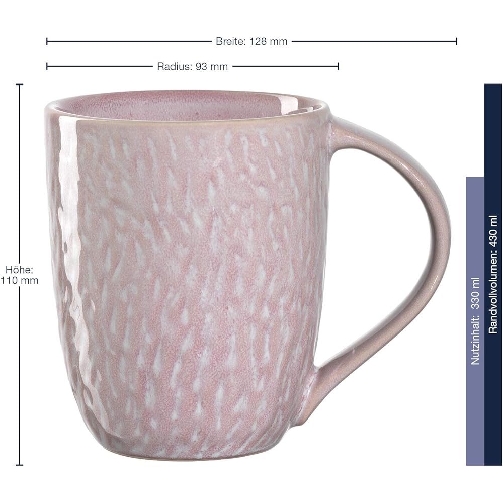 LEONARDO Ceramic Cup 430ml Rose Matera Set of 6 018568