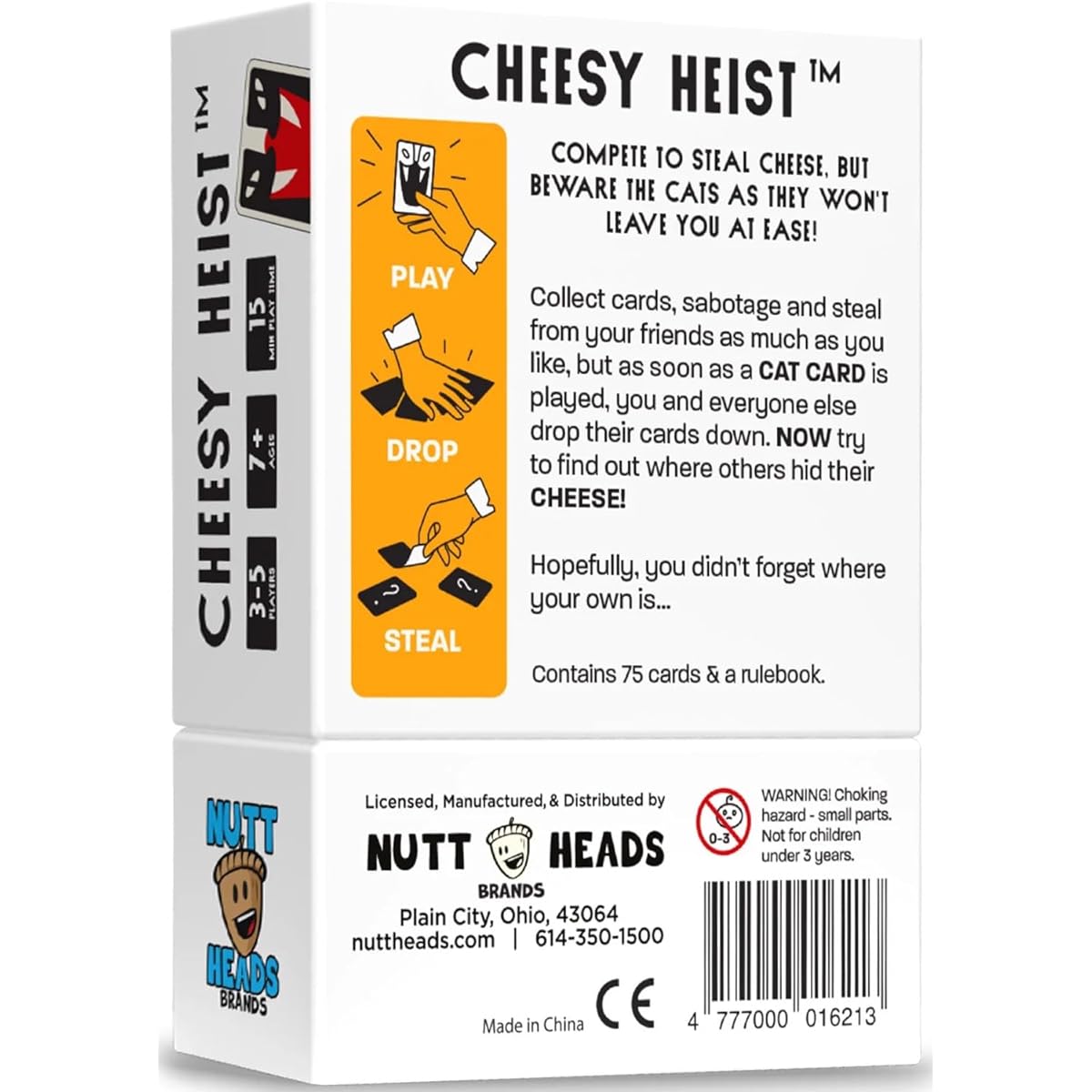Nutt Heads Cheesy Heist Card Game - Cheese/Cat/Mouse Prank Card Game for 3-5 Players, Ages 7+