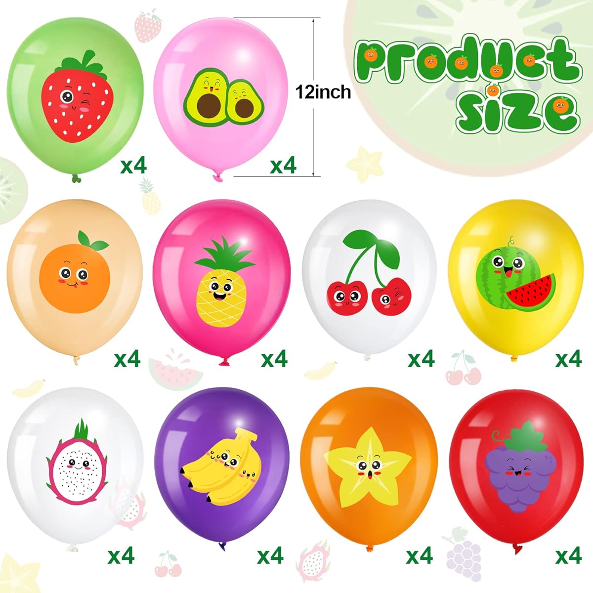Tiamon 40 Pieces Fruit Balloons Summer Theme Balloons Tropical Fruit Party Favors Balloons Summer Strawberry Watermelon Latex Balloons Summer Tropical Balloons for Luau Birthday Baby Shower
