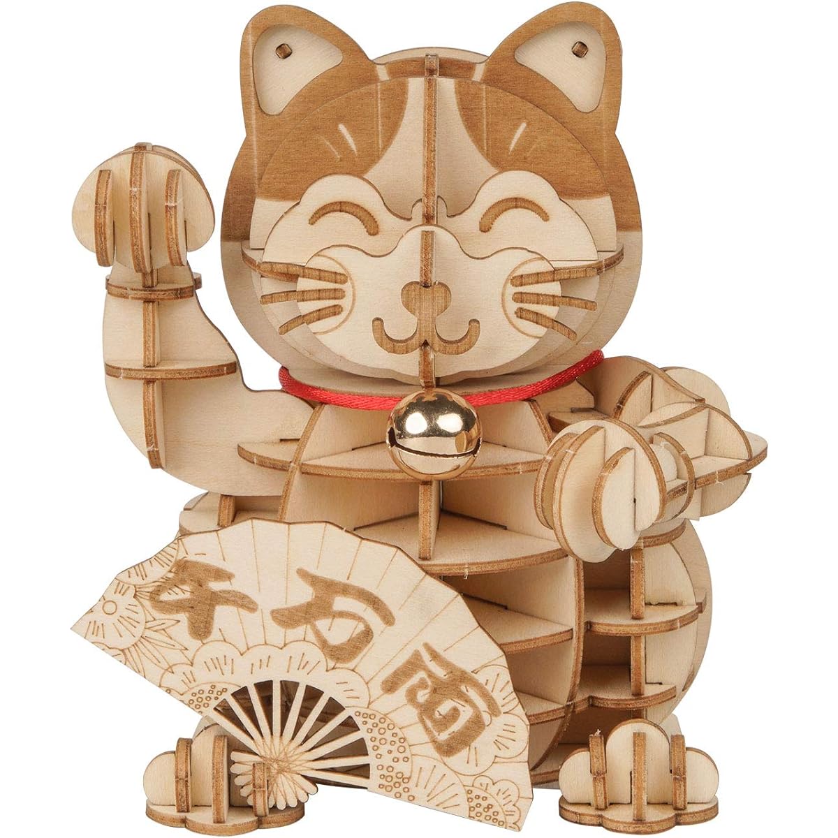 Rolife 3D Wooden Puzzle Lucky Cat 72 Pieces Japanese Maneki Neko Welcome Display Greeting to Bless Good Fortune - Toy Gift for Kids/Adults (Plutos Cat)