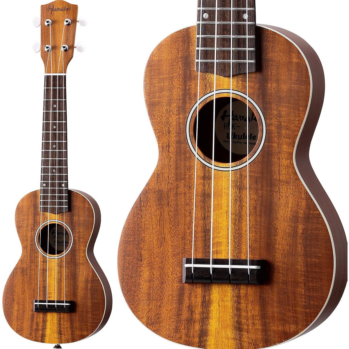 Hanalei HUK-300 Natural Matte Ukulele Soprano Acacia Core Solid Top Hanalei