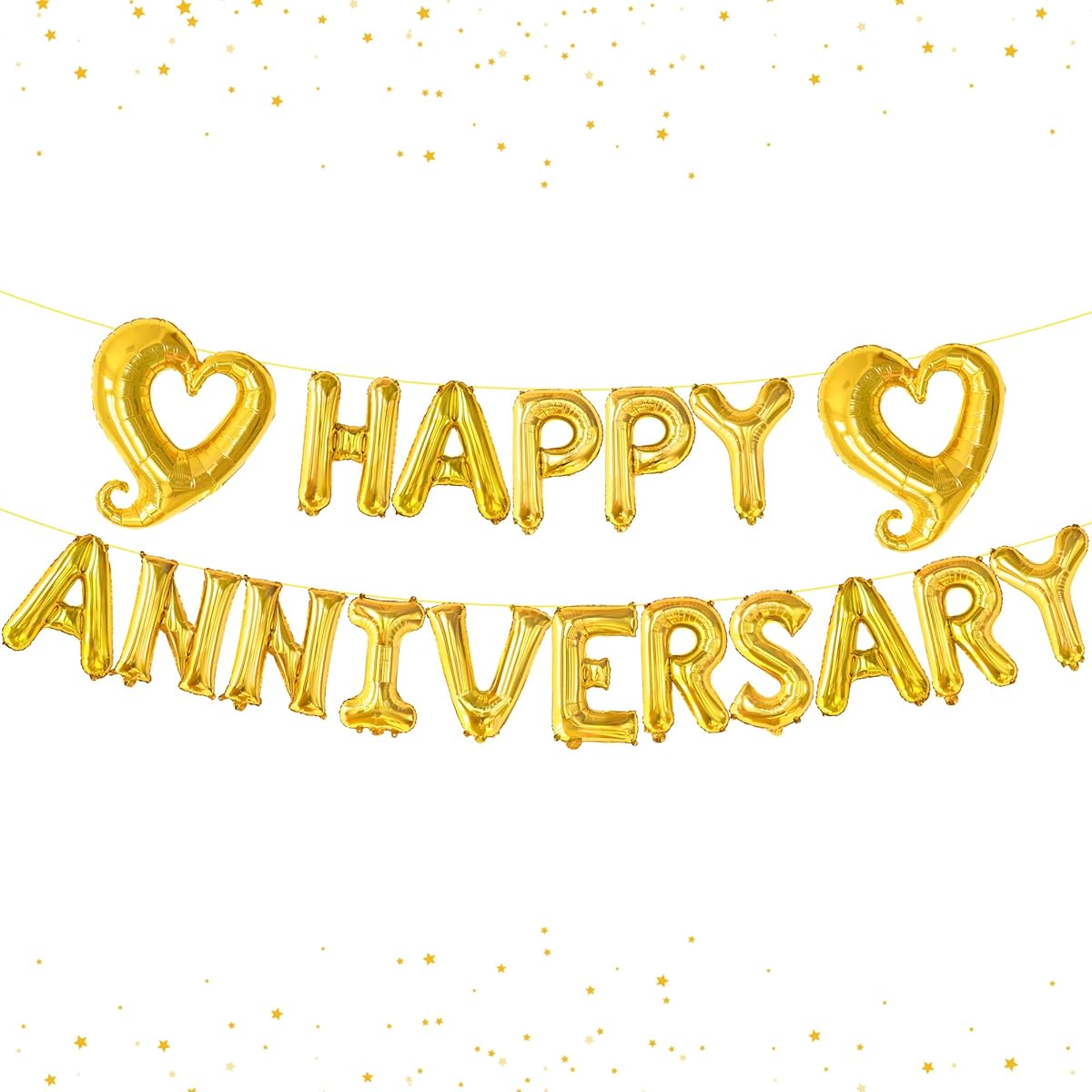Happy Anniversary Foil Balloon with Hook Love Gold