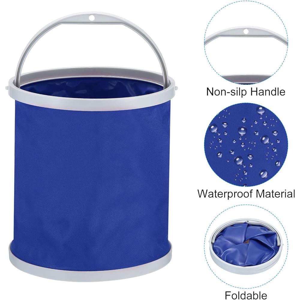 PATIKIL Camping Bucket Fishing Bucket Water Tank Foldable with Handle for Camping Car Wash 11L Blue Pack of 2