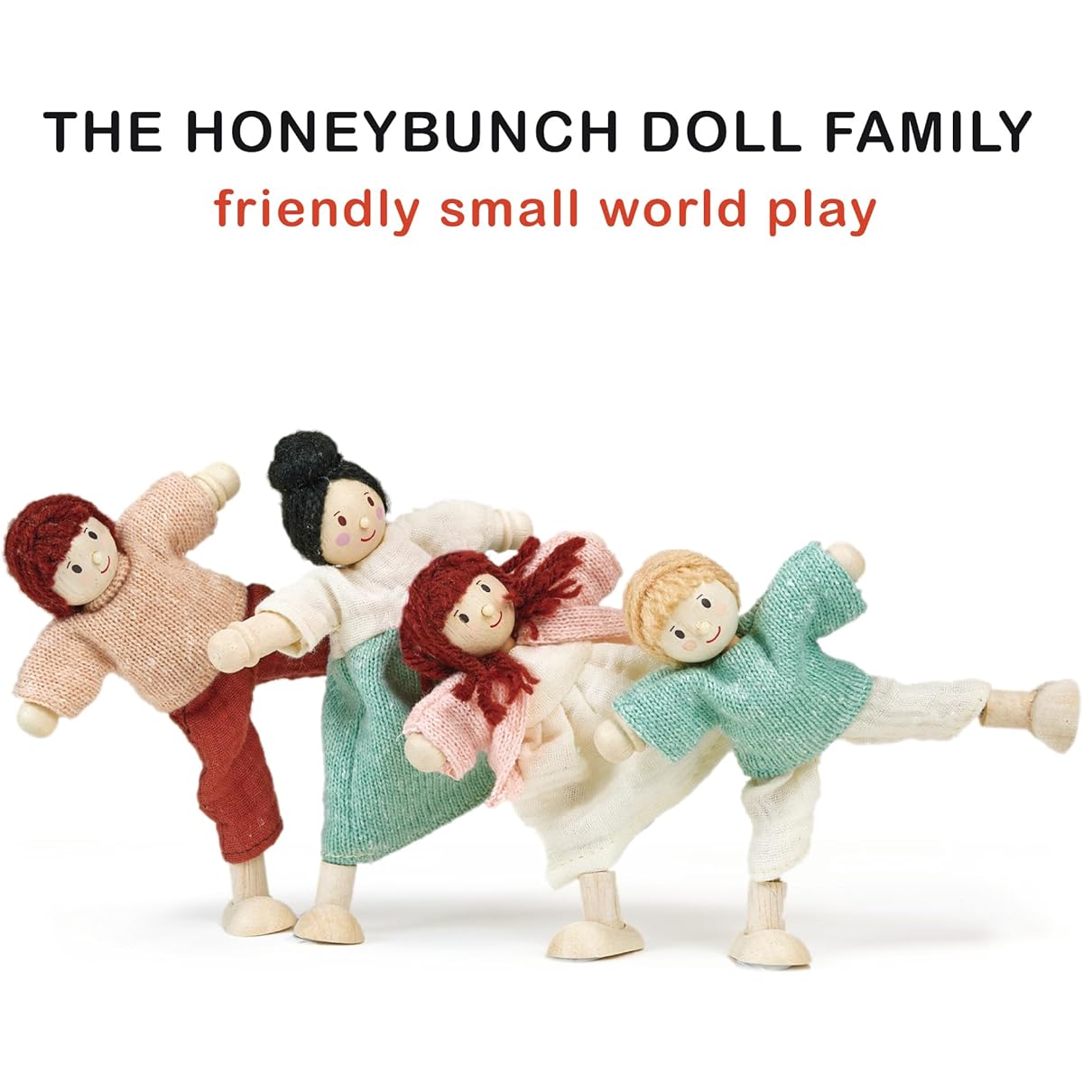 Mentari Honeybunch Wooden Doll Family - Enhance Creative Storytelling in Your Dollhouse with Artisan Wooden Dolls - Adventures Await with This Poseable Dollhouse Family - For Ages 3 and Up
