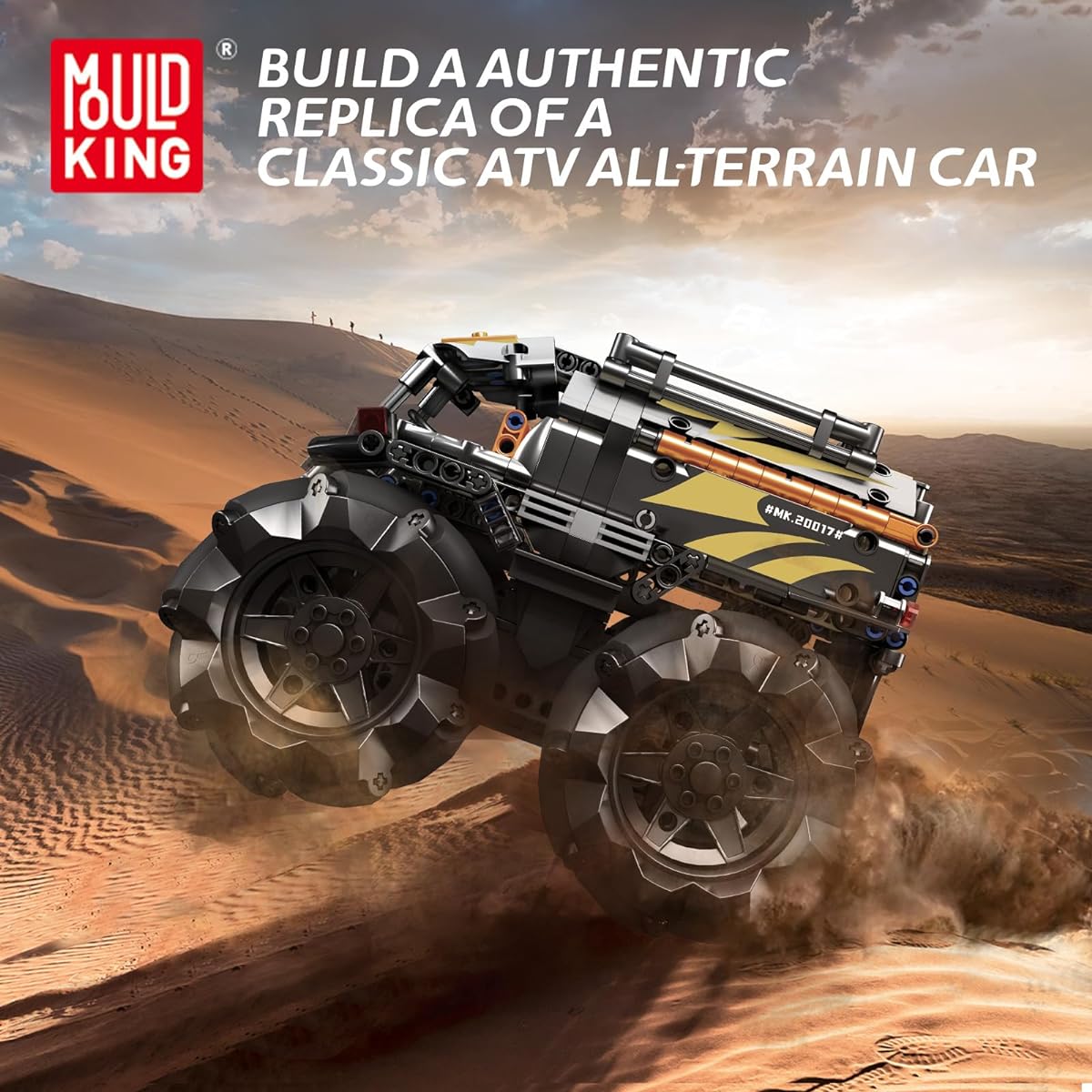 Mould King 20017 ATV Vehicle Building Block Kit All Terrain Wheatwheel Cart Model Kit Remote Control ATV Vehicle for Ages 8+ Adults 617 Pieces