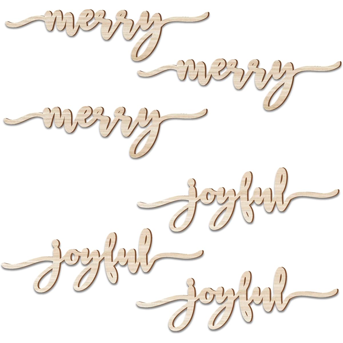 Thanksgiving Place Cards Blessings Thankful Grateful Wood Signs Fall Dining Table Plates Ornaments Farmhouse Home Table Setting Decor 6 Pack (Merry & Joyful)
