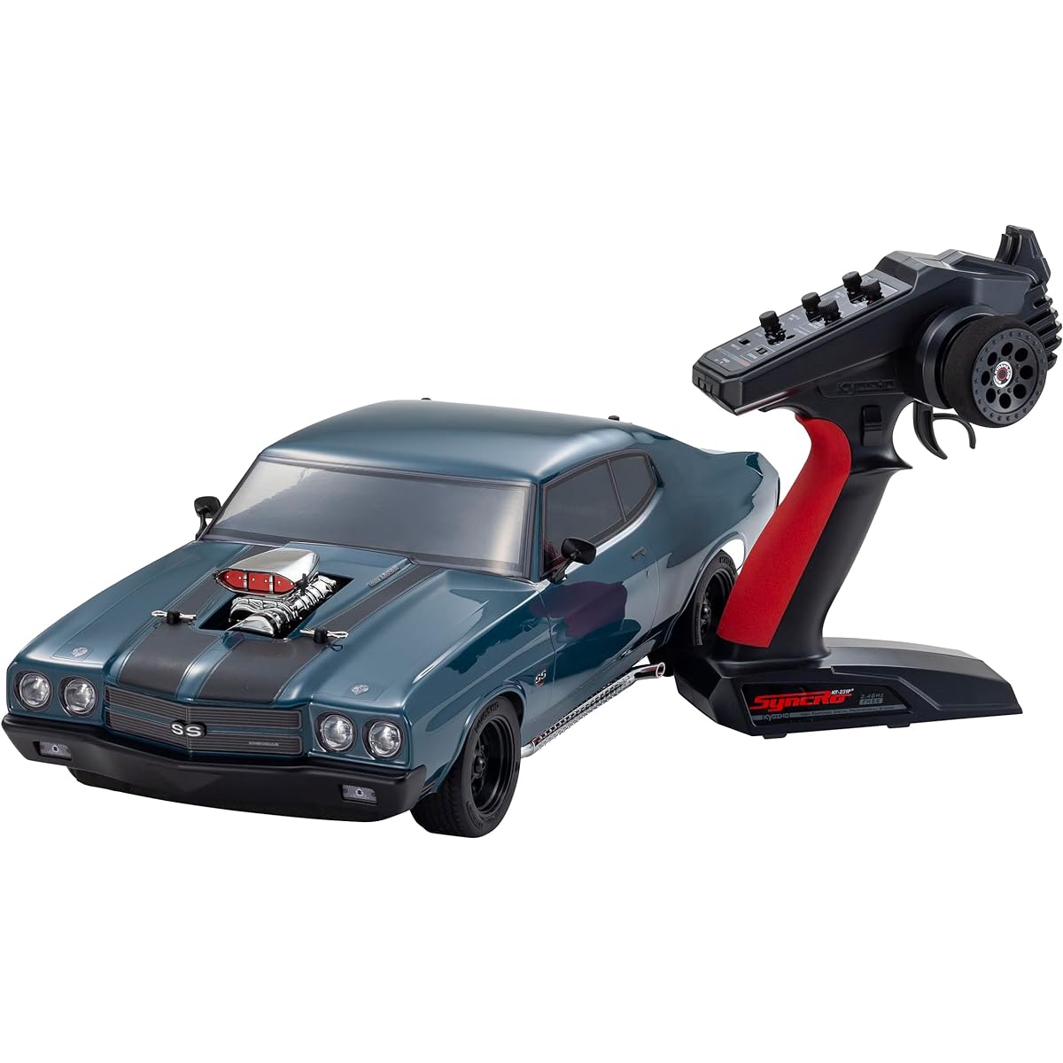 Kyosho 1/10 EP 4WD Fazer Mk2 FZ02L VE Readyset 1970 Chevrolet Chevelle Supercharged VE Dark Blue Electric Radio Control 34494T1