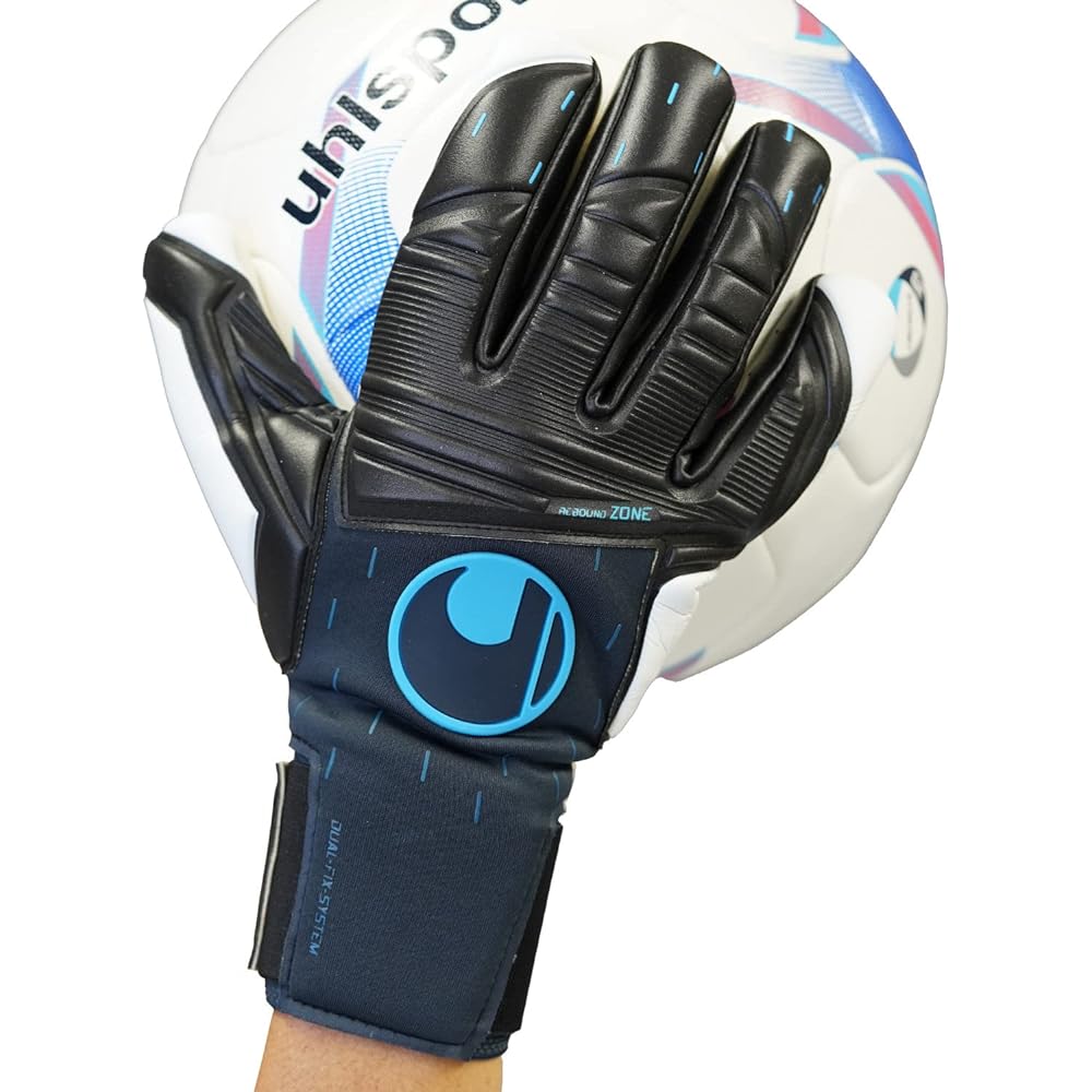 uhlsport Match Soccer GK Keeper Gloves Speed Contact Avro Root Grip Half Negative 1011281 01 Navy x Black x Flow Blue