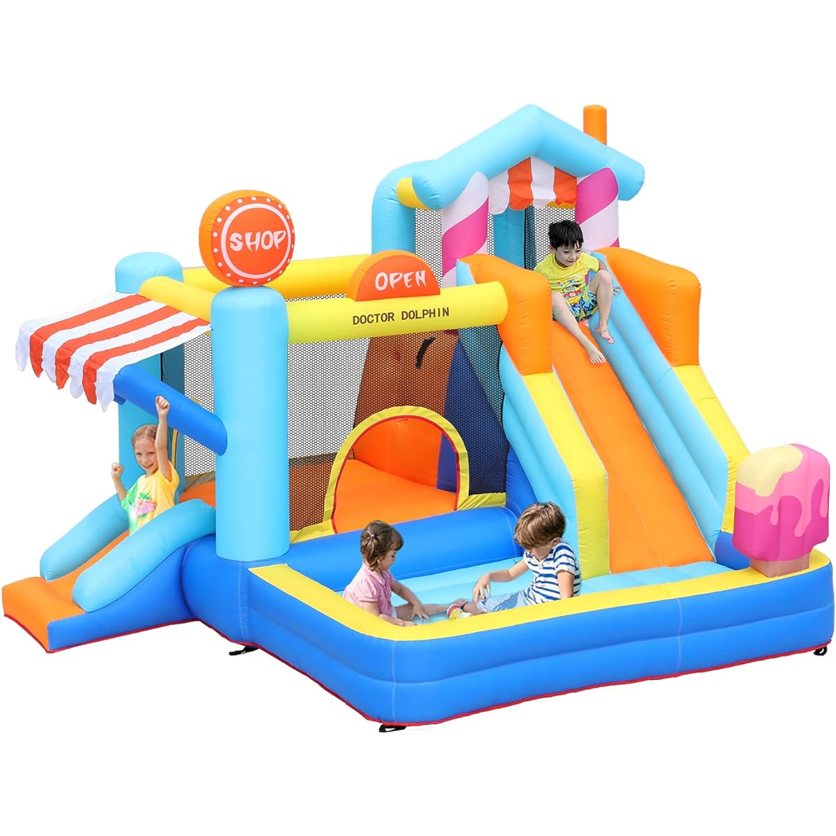 Doctor Dolphin Inflatable Bounce House for Kids Fun