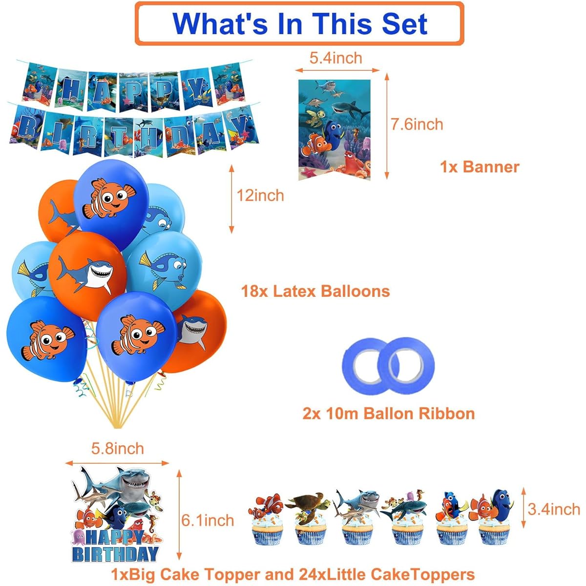 OULUN Birthday Party Supplies Finding Nemo, Nemo Themed Party Decorations