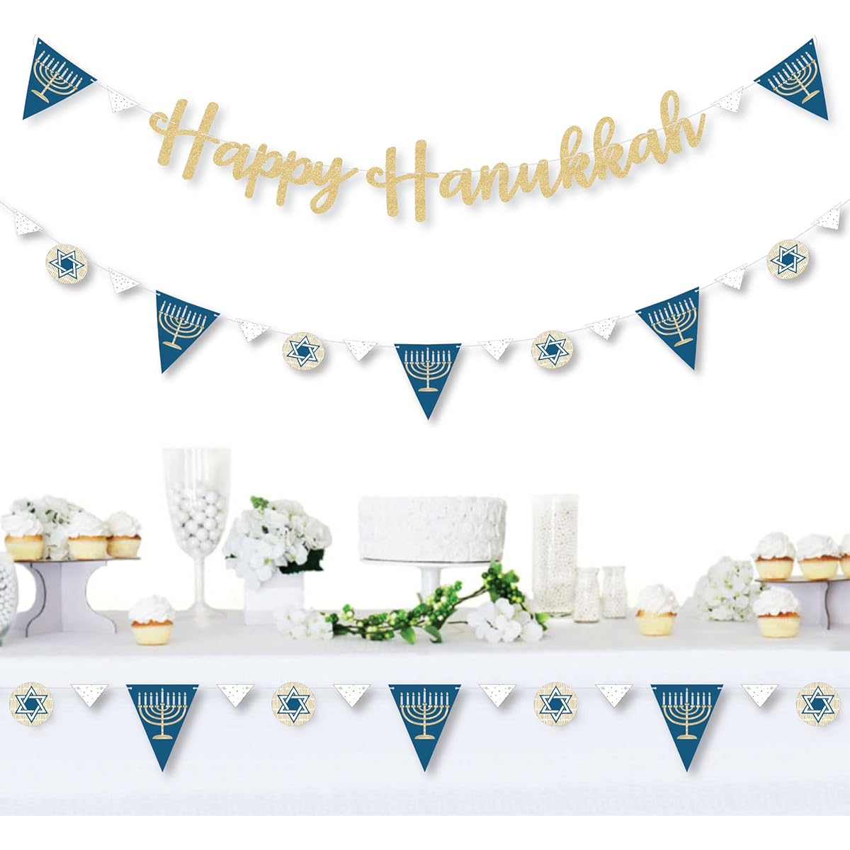 Hanukkah Chanukah Chanukah Letter Banner Decorations 36 Banner Cutouts Real Non-Bumpy Gold Glitter Happy Hanukkah Banner Letters