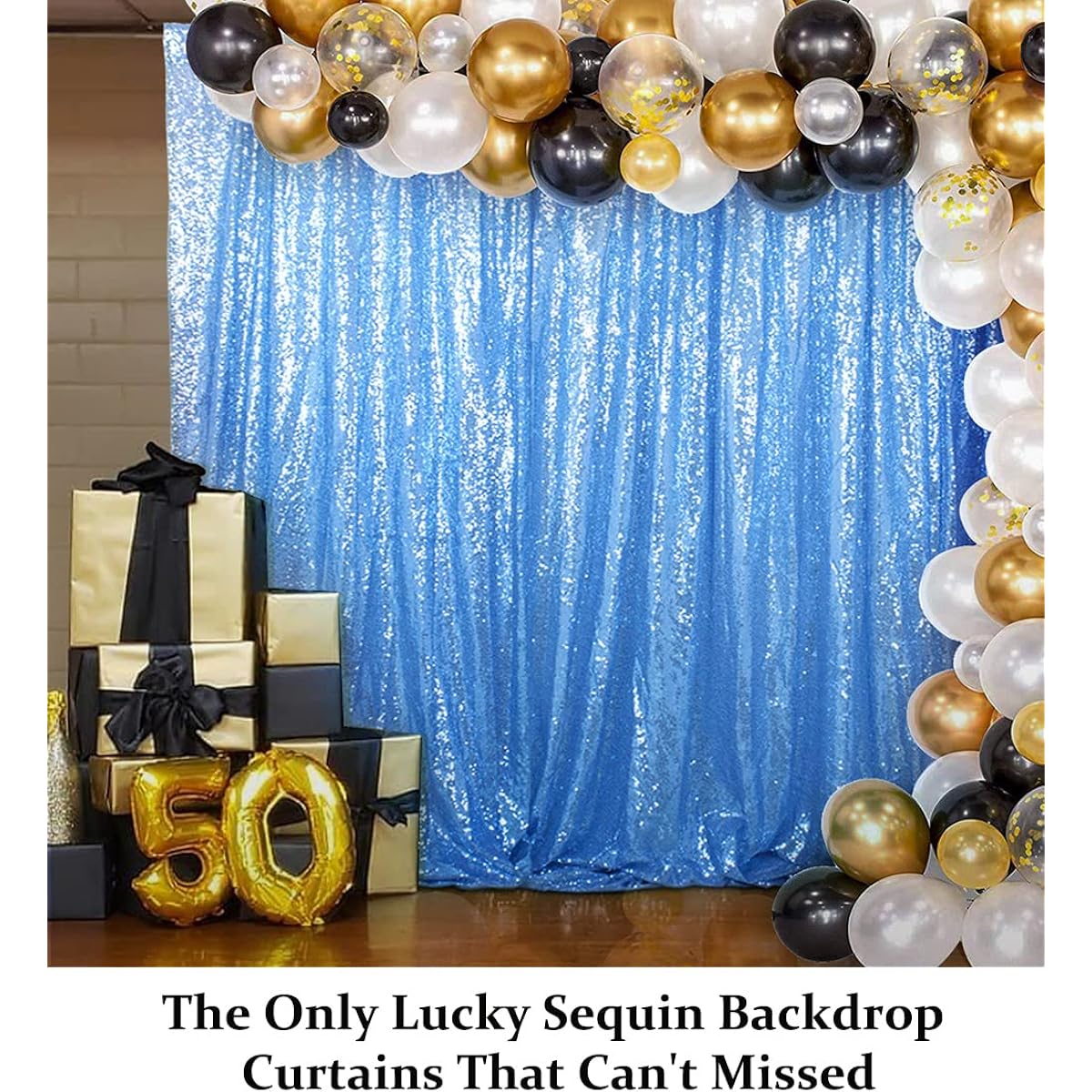 DUOBAO 10x10ft Light Blue Sequin Backdrop Curtain,10ft Glitter Backdrop Blue Sequin Curtains Party Background Birthday Backdrop Party Decoration