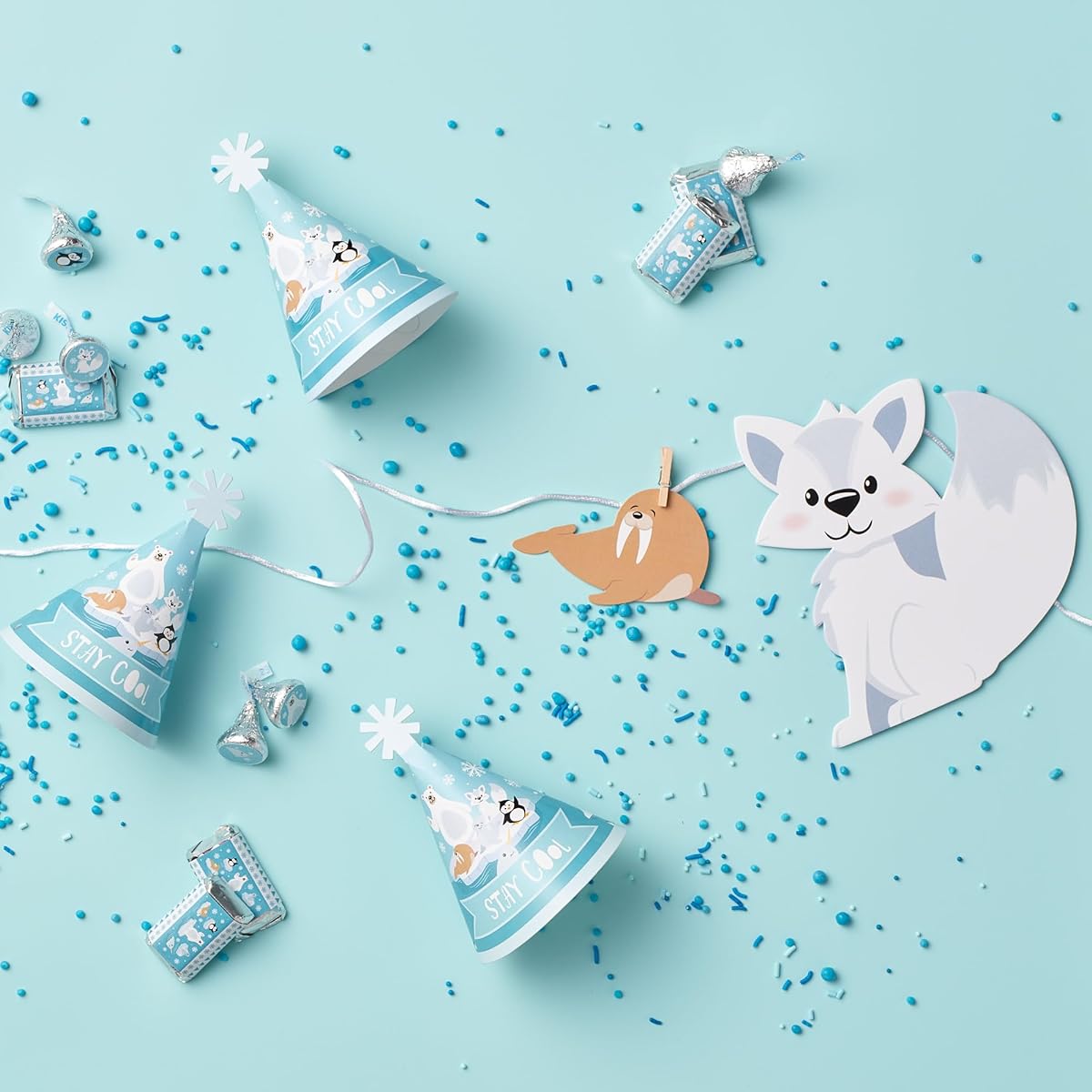 Big Dot of Happiness Arctic Animals - Winter Baby Shower or Birthday Party DIY Decorations - Clothespin Garland Banner - 44 Pieces