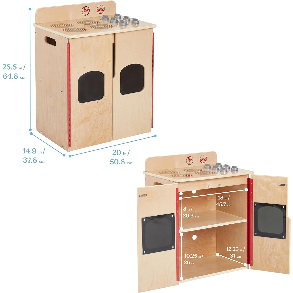 ECR4Kids Play Kitchen Stove Wooden Playset Natural