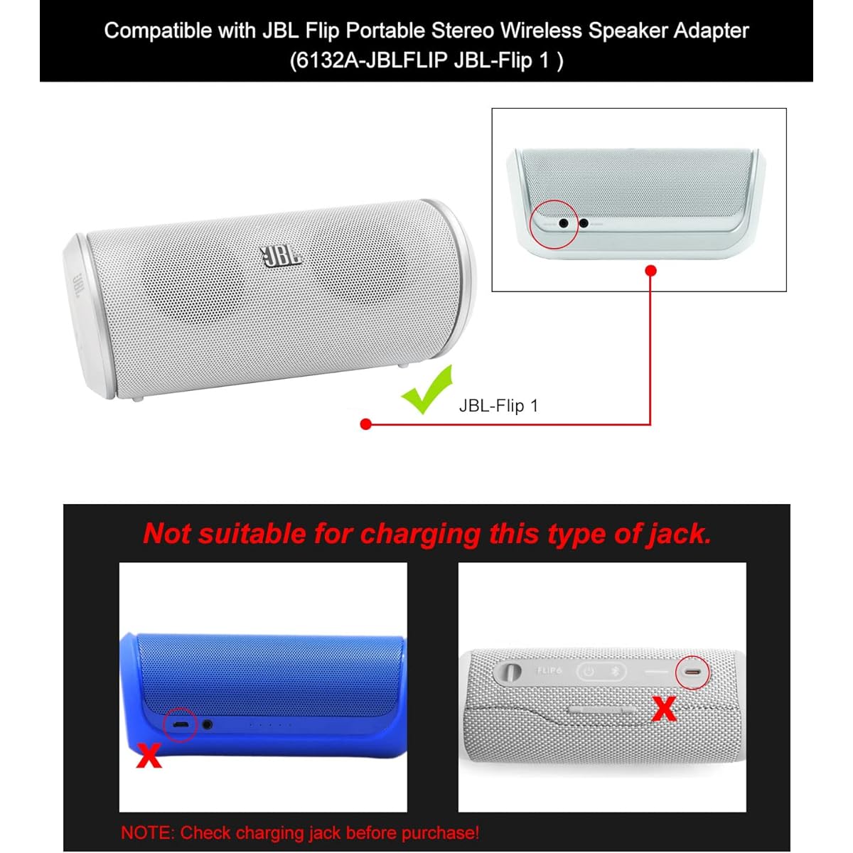 AC Adapter Charger for JBL-Flip 1 6132A-JBLFLIP Portable Stereo Wireless Speaker 6ft Power Cable Cord