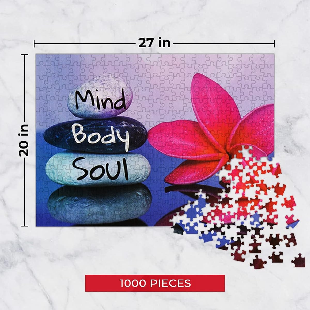 Mind Body Soul 1000 Piece Puzzle for Adults & Kids | 27 x 20 Inch Jigsaw Puzzle Game Extra Thick Easy Fit | Recycled Paper | Bonus Poster Included