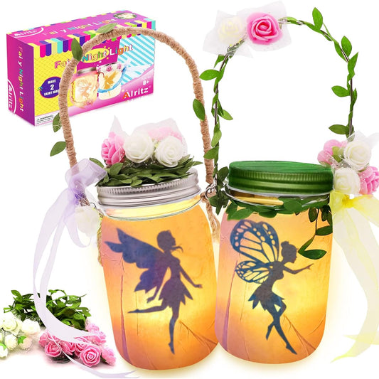 Alritz Fairy Lantern Craft Kit for Kids, DIY FairyJar Night Lights Craft Projects Party Centerpiece Birthday Gift for Girls