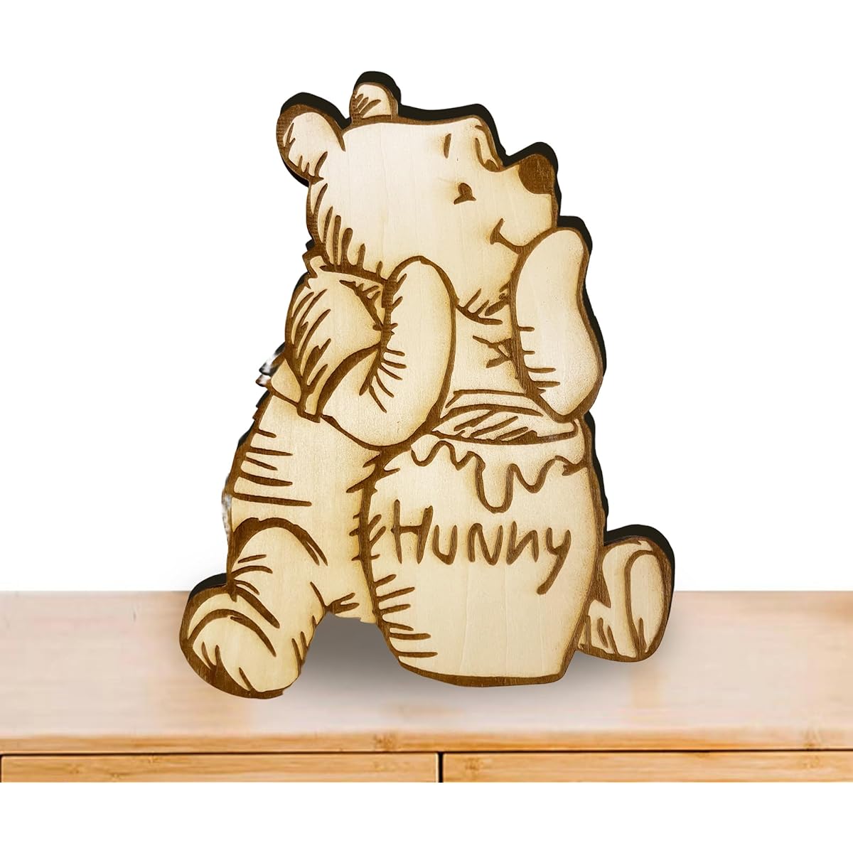 Winnie Wood Table Centerpiece Winnie the Pooh Cutout Honey Pot Bear Sitter Decor Classic Wooden Sign Baby Shower Nursery Decoration