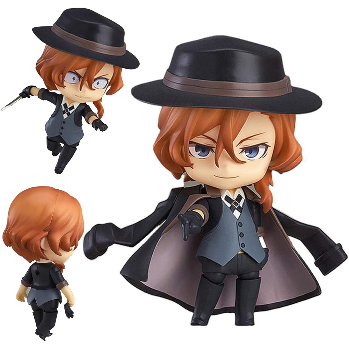 QAHEART Nakahara Chuuya Figure 2 Piece Dazai Osamu Anime Figure PVC Movable Interchangeable Face Anime Action Figure