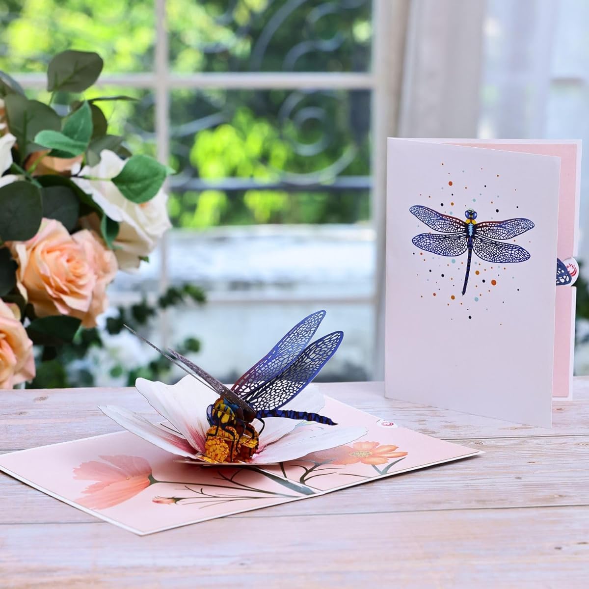 UNIPOP Dragonfly & Cosmos Flower Pop-up Card