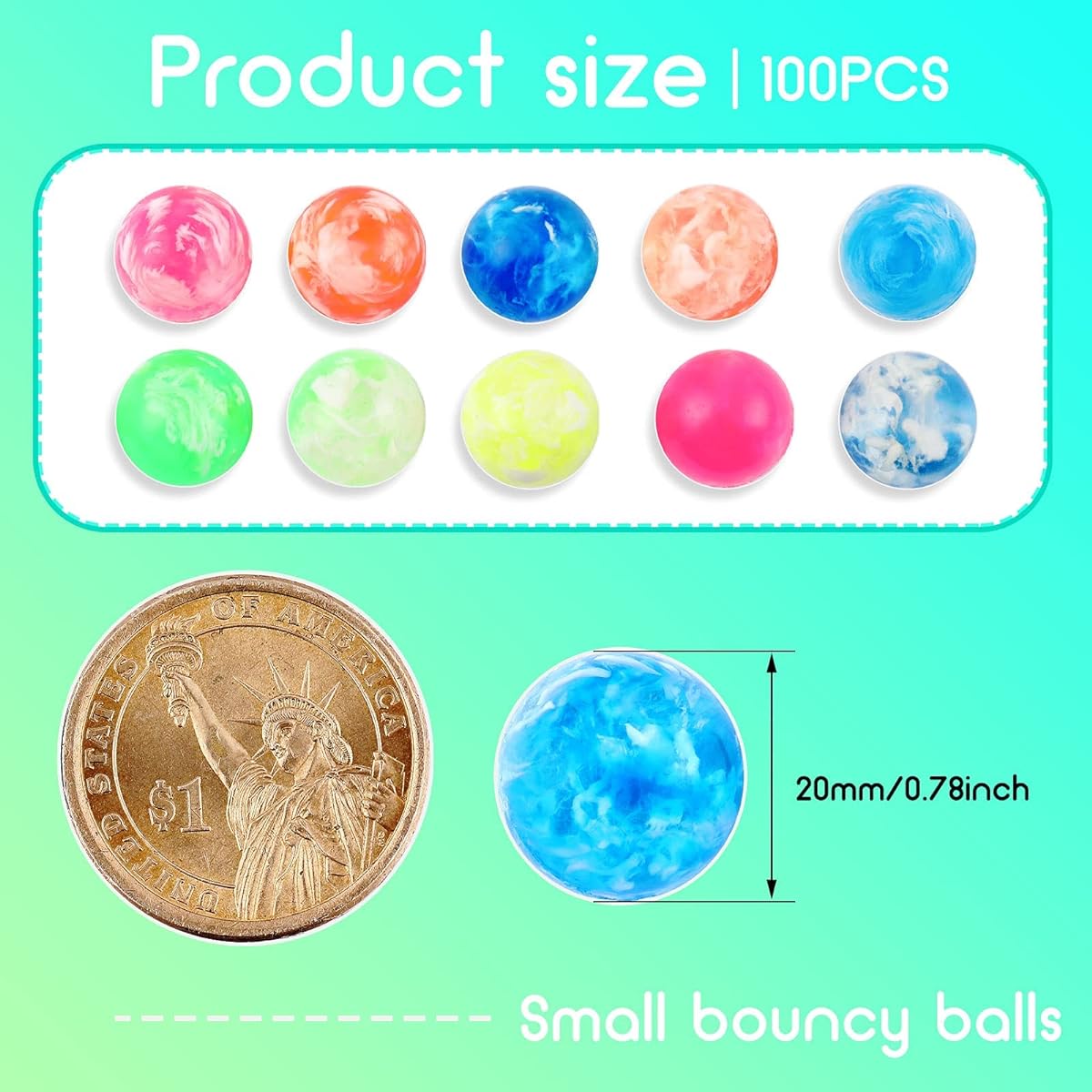 Small Bouncy Balls, Rubber High Bounce Balls for Kids, Mini Bouncy Balls for Birthday Party Favors, Gift Games, Prizes, Vending Machine Fillers, Outdoor Activities