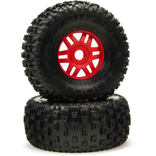 ARRMA 1/8 dBoots Fortress Front/Rear 2.4/3.3 Pre-Mounted Tires 17mm Hex Red (2) ARA550065