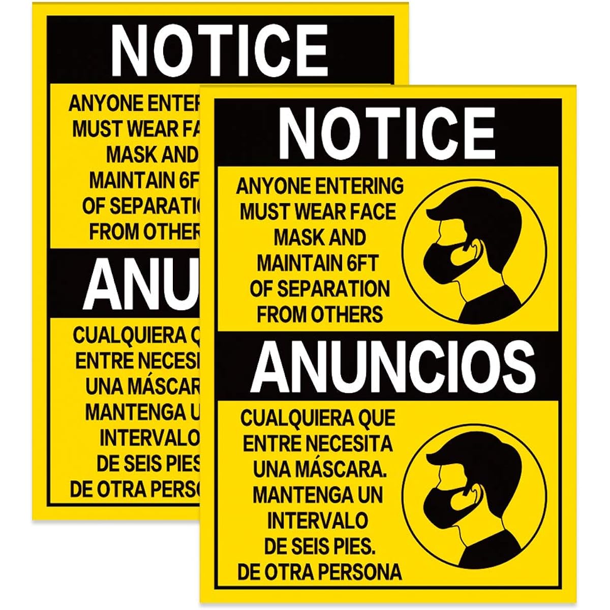 SICOHOME Face Mask Required Sticker, 7" x 9.8", Double-Sided Face Mask Required Sign for Office, Shop, Market, Public Places